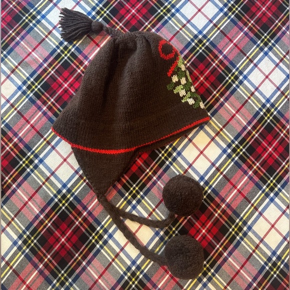 KATE SPADE NEW YORK “Under the Mistletoe” Brown Wool & Fleece Hat - Picture 3 of 13